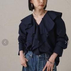 ★ラウンジドレス★フリルカラーシャツ　ネイビー LOUNGEDRESS（ラウンジドレス）の「フリルカラーシャツ（シャツ