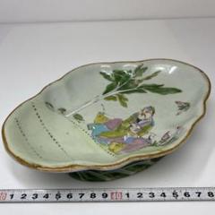 中国清時代　粉彩人物画　長皿　幅約22㎝　タエサ　東さ6-1201② 中国清時代 粉彩人物画 長皿 幅約22㎝ タエサ 東さ6-1201②
