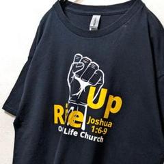 ギルダン ライズアップジョシュア ロゴ Tシャツ ブラック 黒 L 古着
