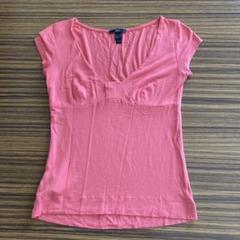 MNG ピンク Vネック 半袖Tシャツ