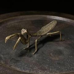 カマキリ　フィギュア　真鍮製　添景　盆栽　置物 011 真鍮 置物 カマキリ ビンテージ 風水 開運 金運 グッズ 昆虫