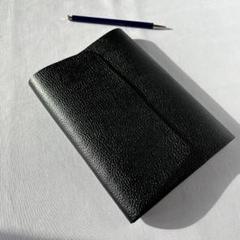 姫路レザー　本革　手縫い　文庫サイズ　ブックカバー　ブラック　黒