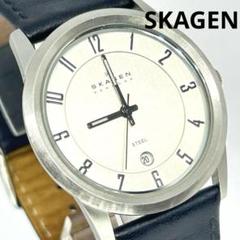 SKAGEN スカーゲン 124XLSLB QZ シルバー文字盤 メンズ【稼動】