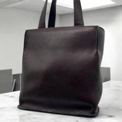 ヒロフ ダークブラウン レザー ハンドバッグ ヒロフ ショルダーバッグ ダークブラウン 美品 レザー HIROFU