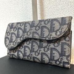 【美品✨トロッター柄/人気】クリスチャンディオール　折り財布　ベージュ　レザー 美品✨トロッター柄/人気】クリスチャンディオール 折り財布