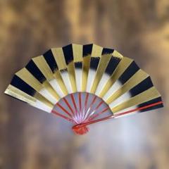 舞扇子 黒と金のストライプ