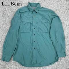 《レア》L.L.Bean フィッシングシャツ 刺繍ロゴ 長袖 グリーン メンズMのサムネイル