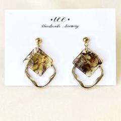 1137◆ゴールド ブラウン シンプル 大ぶり ハンドメイド ピアス イヤリング