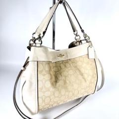 【美品】COACH コーチ 2WAY ショルダーバッグ シグネチャー キャンバス