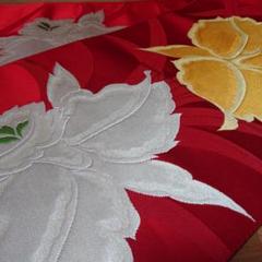 ☆名古屋帯☆花柄刺繍 帯飾り リメイク