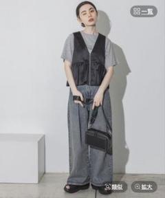 細見えスーパー ストレッチfrill× ペプラム ジレ トップス