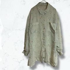 2280＊マリーンズ＊シアーシャツ ベージュ F 花柄 長袖 レトロ 重ね着