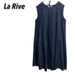 【La Rive】ノースリーブフレアワンピース　Aライン　膝丈　ポケット　無地