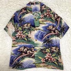 【未使用•タグ付✨】SUN SURF 縮緬 アロハシャツ ヤシ ワイキキ 総柄S