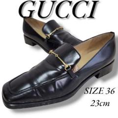 艶感☆ グッチ GUCCI ホースビット レザー ローファー スクエアトゥ 黒