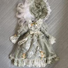 アンティーク ビスクドール ドレス 帽子 西洋人形 40cm モス