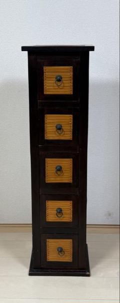 レトロ　引き出し台　竹&木製　インテリア　送料込み250810 レトロ引き出し台竹&木製インテリア送料込み250810