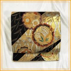 204y18★袋帯 雪輪 柳 蝶々 唐花 菊六通★美品 成人式 結婚式 204y18☆袋帯 雪輪 柳 蝶々 唐花 菊六通☆美品 成人式 結婚式