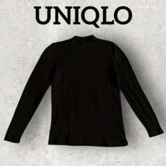 UNIQLO リブハイネック 長袖リブハイネックカットソー (L) ブラック