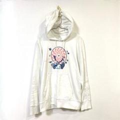 ☆【アディダス】スウェットパーカー プリントロゴ バスケット 刺繍ロゴ 綿混 M