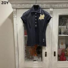 ZOY ゾーイ 半袖シャツ 38 墨黒 ストレッチ ゴルフウェア