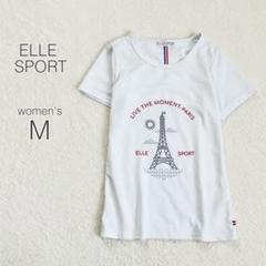 【エルスポーツ】ロゴプリントTシャツ 半袖 ドライ 吸汗速乾 スポーツ 白【M】