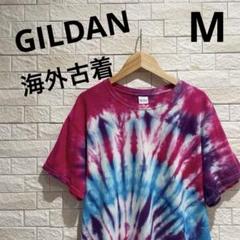 海外古着　海外Tシャツ ギルダン　バックプリント　タイダイTシャツ　サイズM