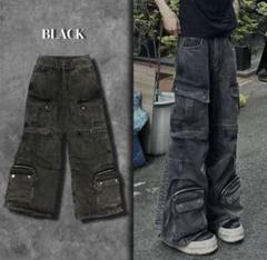 Belt cargo black denim