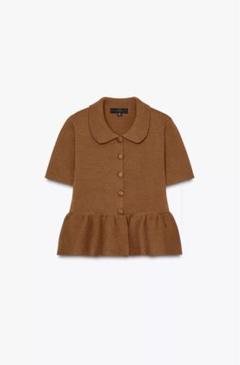 ZARA ニットペプラムカーディガン ザラ 半袖 美品 キャラメル ZARA ニットペプラムカーディガン ザラ 半袖 美品 キャラメル
