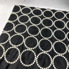 刺繍シーチングリネン幅135cm×50cm.黒地、タンバリン