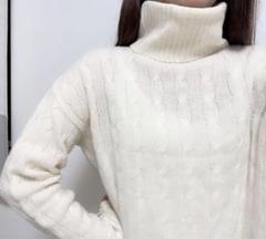 高級なカシミヤ混♡ラルフローレンタートルネックケーブルニット