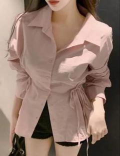 SHEIN DAZY サイドタン ロング丈 ウエストマーク 長袖シャツ