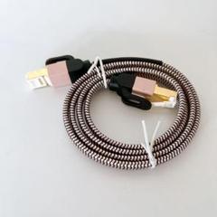 CAT7細径メッシュLANケーブル 1M ツメ折れ防止 ピンク ブラック
