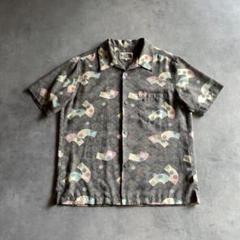 【希少】 80s 90s TNF 和柄 レーヨン アロハシャツ 茶タグ 雪輪文様