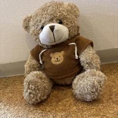 フード付き茶色クマのぬいぐるみ 約30cm