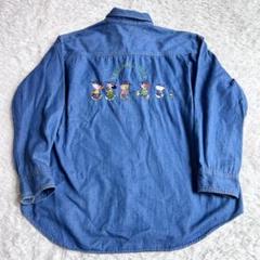 PEANUTS　スヌーピー　刺繍　デニムシャツ　M