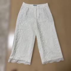 美品 deicy ホワイトレース ガウチョパンツ 0XS 白 デイシー