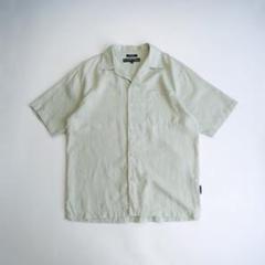 半袖開襟リネン　薄緑　L ボックスシルエット　古着