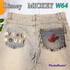 Disney　ディズニー　ミッキーマウス　レディース　ダメージ加工　デニムW64のサムネイル