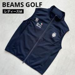 【美品】BEAMS GOLF ビームスゴルフ ジップアップベスト ロゴワッペン 美品】BEAMS GOLF ビームスゴルフ ジップアップベスト ロゴ