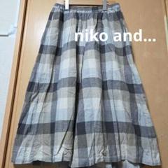 ニコアンド niko and… ナチュラル綿麻 チェック ワイドパンツ ゆったり
