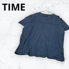 ＊タイム＊Tシャツ メンズ ステッチデザイン 韓国服 ダークネイビー くすみ系