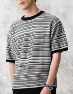 nano universe マルチボーダー ガーターニットTシャツ
