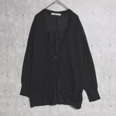 【Style com】サマーカーディガン (L) 薄手 ウール混 五分袖 黒