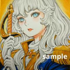 *手描きイラスト*小色紙*原画*創作イラスト*美少女* オリジナル手描きイラスト☆夏少女＜制服＞モノクロ☆小色紙