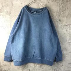 Y1756古着　トレーナー　ブランクスウェット　青　無地　90s Y2K
