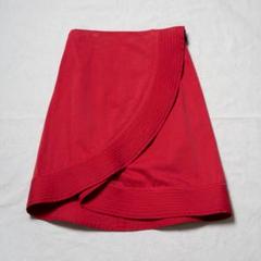 COMME des GARCONトリココムデギャルソン膝丈スカートM 赤　レッド コムコム コムデギャルソンCOMME des GARCONSウールリボン装飾