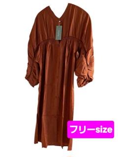 ブラウン フリーサイズ シャツワンピース