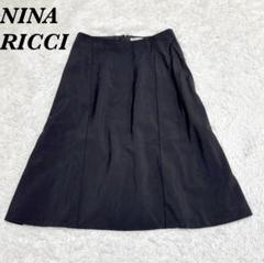 【美品】NINA RICCI 麻100％フレアスカート 36 S ブラック
