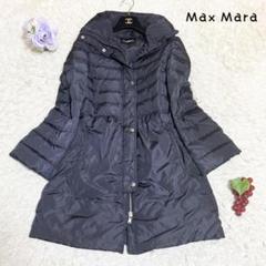 MaxMara　ナイロン コート　ネイビー　ストライプ　薄手　フリル　白タグ MaxMara ナイロン コート ネイビー ストライプ 薄手 フリル 白